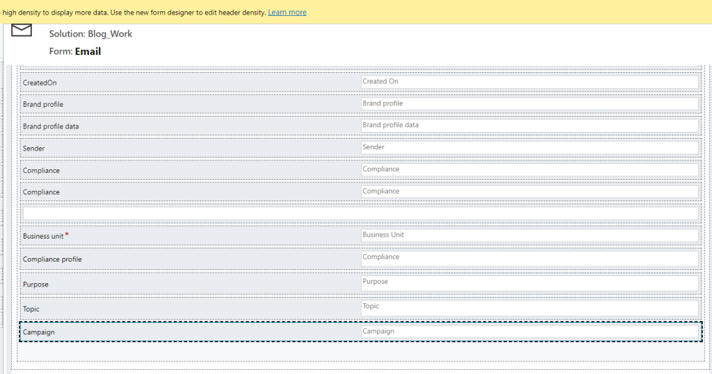 Screenshot of classic Email editor with Campaign added.  